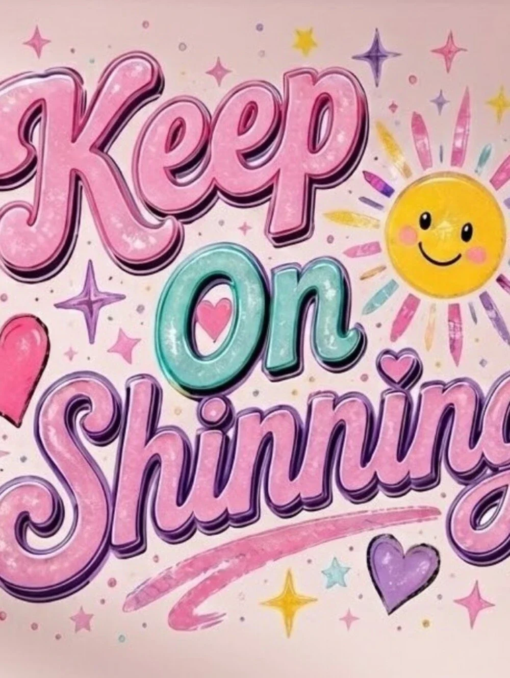 8.5x11 Keep On Shining Pink Wall Art Print - Motivational Home Party Sign